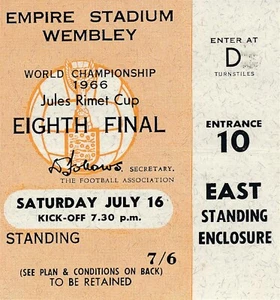 ENTRADA: MUNDIAL 1966 Inglaterra v México @ Wembley 16.07 - EXCELENTE - Imagen 1 de 1
