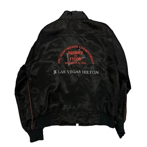 CHAQUETA DE BOXEO DE COLECCIÓN 1986 MIKE TYSON VS BERBICK NEGRA SATINADA LAS VEGAS HILTON L H17 - Imagen 1 de 5