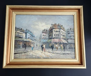 Vintage Parisian Artwork by Littlon, Signed Oil on Canvas 16x12, 20x16 Framed - Picture 1 of 8