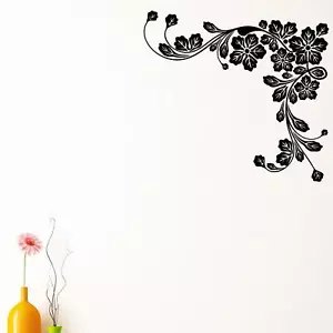 Pegatina de pared con hojas de esquina florales calcomanía transferencia hogar dormitorio vinilo mate Reino Unido - Imagen 1 de 36