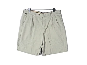 Tommy Bahama Mens Shorts Size 36 Herringbone 90% Silk Blend Beige Pleated Golf - Picture 1 of 6