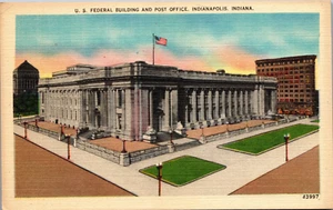 Edificio Federal de Estados Unidos y Oficina de Correos Indianápolis Indiana Lino Sin Publicar PC334 - Imagen 1 de 2