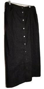 d & co Denim & Company Long Denim Button Up Skirt M Modest 35”Long Pockets NWT - Picture 1 of 9