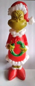 24" Santa Grinch with Wreath Light Up Blow Mold Indoor/Outdoor Christmas Decor - Picture 1 of 9