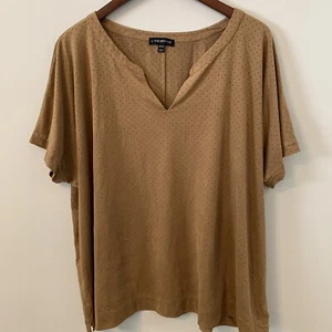 Lane Bryant Brown Blouse Top Plus Size 18/20 V-neck Short Sleeves STRETCHY Comfy - Picture 1 of 11