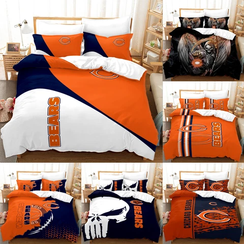 Chicago Bears Bedding Sets 3 Pieces Cotton Blend Duvet Cover Pillowcase Gift Cover