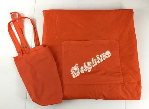 Vintage Miami Dolphins Stadium Blanket 50x82 Chalk Line NFL Orange Bag 1170 Cover