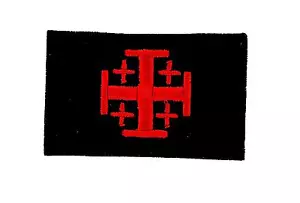 Flaggenaufnäher Patches Templerritter Jerusalem Kreuz taktisch gleichgültig Kreuzfahrer bl - Bild 1 von 1