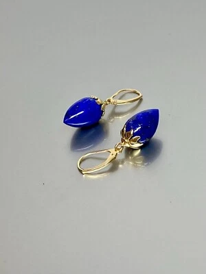 Orecchino A Goccia In Argento Sterling 925 Con Lapis Lazuli A Goccia In Oro 18K - Immagine 1 di 4