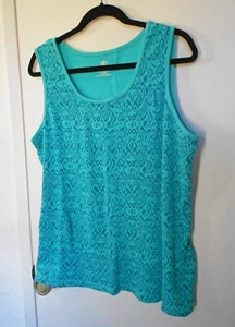 Covington Sport. Grüner bedruckter, ärmelloser Pullover Oberteil Gr. 20-22W - Bild 1 von 4