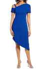 New Shani One Shoulder Asymmetrical Crepe Sheath Dress Size 8 336 Royal Blue