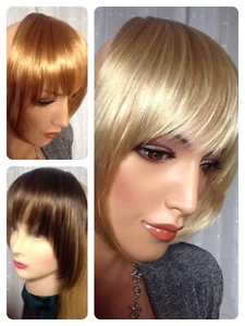 MONA LISA CLIP-in BANGS with LONGER SIDES hairpiece BLONDE BLACK RED BROWN GREY - Picture 1 of 6