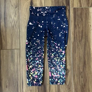 Gap Fit Girls Compression Cropped Leggings Paint Splatter Navy Blue Small 6-7 - Picture 1 of 4