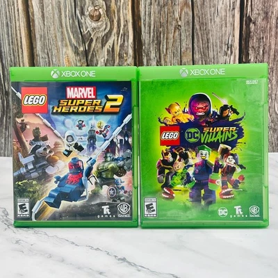 Lego XBOX ONE Lote de Dos Marvel Super Heroes 2 DC Super Villians Sin Arañazos✔ Foto 1 de 4