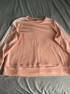 Adidas Women 2XL Peach Colored Pullover With White Stripes Down Each Arm - Picture 1 of 5