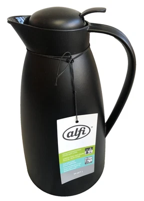 Jarra térmica de vidrio aislado al vacío Alfi Thermos 34 oz botón pulsador 1 L AG2800BK2 Foto 1 de 4