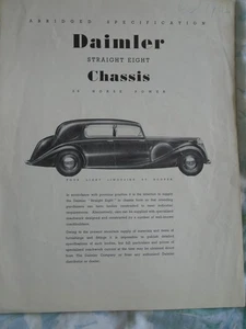 Daimler Straight Eight Chassis Abridged Particulars brochure Sep 1946 UK market - Picture 1 of 1