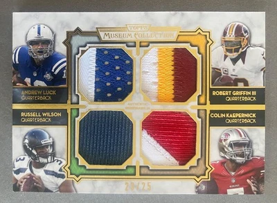 2013 MUSEUM LUCK WILSON GRIFFIN III KAEPERNICK SICK FOUR PLAYER QUAD RELIC /25 - Image 1 of 2