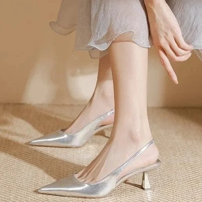 Sexy Thin Heels Party Pumps Shoes Pointed Toe High Heel Slingback Party Shoes - Image 1 of 4