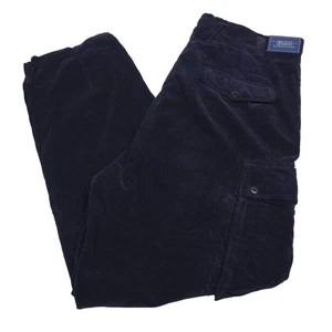 $298 Polo Ralph Lauren Navy Blue Relaxed Fit Cargo Corduroy Pants Mens 36 X 32 - Picture 1 of 12