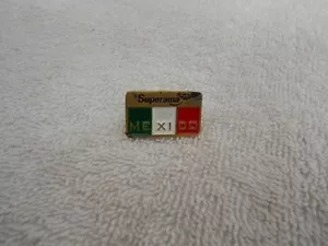 Spilla Vintage Superama Messico Bandiera Colori Smalto Tono Oro - Foto 1 di 1