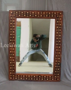 Antique Wooden Bone Inlay Mirror Frame - Picture 1 of 6