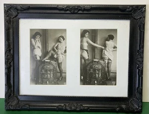 Erotic Sexy Flapper Picture Photograph Print In Black Frame Cheeky 1920s - Picture 1 of 4