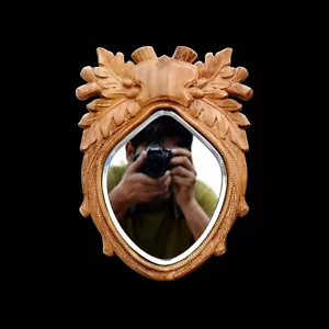 Wooden Mirror Decorative Heat Shape Wooden Wall Mirror Frame Free Shipping - Picture 1 of 10