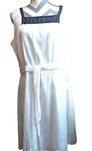 Talbots Größe 12 Weiß Damen Kleid Ärmellos Gefüttert Coastal Chic 100% Baumwolle - Bild 1 von 10