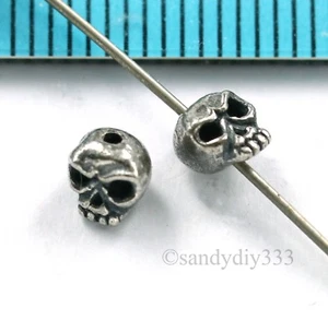 4x BALI OXIDIERT STERLINGSILBER TOTENKOPF SPACER PERLEN 4,6mm 4,3mm #2939 - Bild 1 von 2