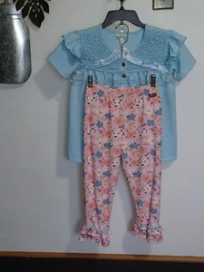 Matilda Jane Summer Nights Ruffles Capris w/Matching Blue Ruffled Shirt 14Y - Picture 1 of 15