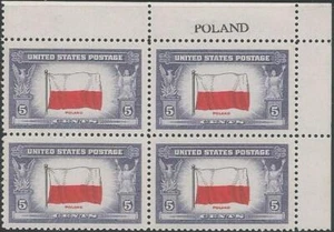 Plate Block of 4 stamps - Scott 909 - 5 cent - Poland - 1943 - MNH - Picture 1 of 1