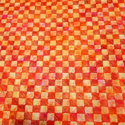 24" Living Farm P&B Textile Tonal Orange Red Plaid Check Print - Image 1 of 3
