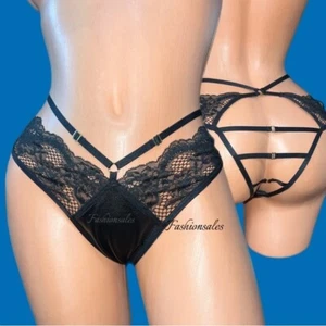 Victoria’s Secret collant sexy slip brasiliano con cinturino ed ecopelle nero medio - Foto 1 di 7