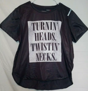Reebok Women's Top Size L T-Shirt Charcoal Graphic Tee High Low Hem Activewear - Picture 1 of 6