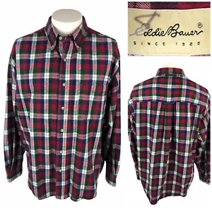 Eddie Bauer Mens Flannel Shirt Size Large Multicolor Plaid Casual Cotton Vintage - Picture 1 of 8