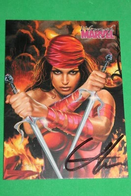 Tarjeta Elektra 2008 Women of Marvel #16 firmada Greg Horn firma artística Daredevil Foto 1 de 4