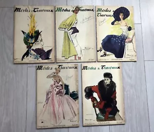 5x Revues MODES et TRAVAUX Année 1950 (2e semest.) ill. MOURGUE (x2) + 3 patrons - Foto 1 di 19