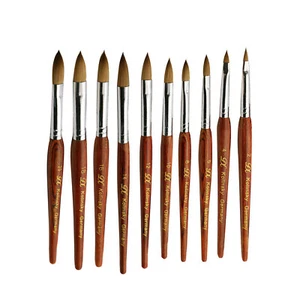 100% Kolinsky Sable RED WOOD Smoothy Acrylic Nail Brush Nail Art Beauty Tool C - Picture 1 of 29