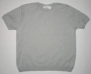 Alfred Dunner Womens Silver Sparkle Short Sleeve Sweater Blouse Size Large - Picture 1 of 12