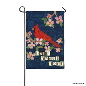 Flag Garden Home Sweet Home Evergreen Presents Reflections with Cardinal Bird - Picture 1 of 1
