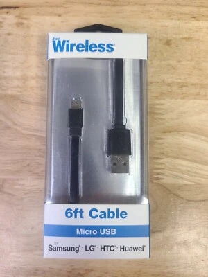 Just Wireless Micro USB Cable Flat Black - 6 Ft. - - Image 1 of 2