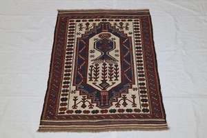 Alfombra auténtica tradicional de lana anudada a mano tribal afgana de 3'8"" x 5'5"" ft - Imagen 1 de 6