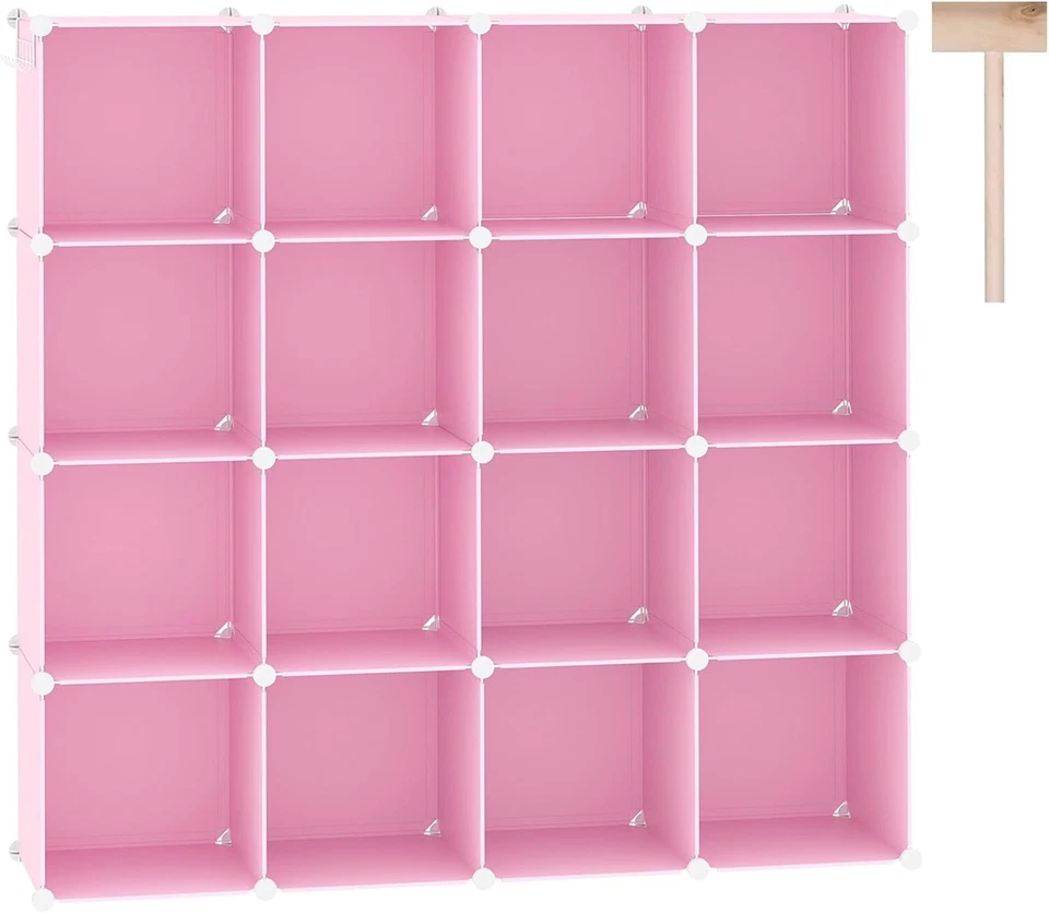 Modern 16-Cube Plastic Storage Organizer - Customizable Cherry Blossom Pink - Image 1 of 4