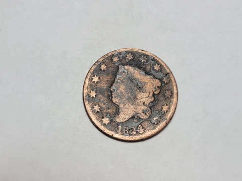 1824 Coronet Head Large Cent FREE SHIPPING Cover
