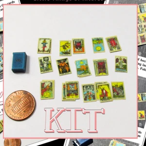 Kit of 22 TAROT CARDS Major Arcana Deck And Box Tutorial in 1:12 Scale Miniature - Picture 1 of 6