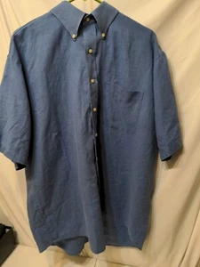 Jos A Banks Short Sleeve Blue Button  down dress Shirt Size Large Business Wear - Picture 1 of 6