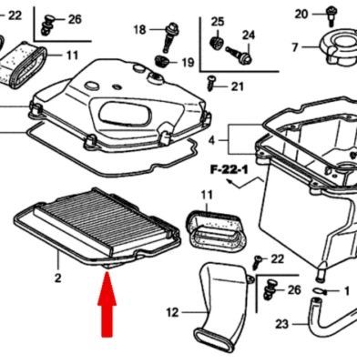 HONDA GENUINE AIR FILTER ELEMENT  2001-17 GL1800 GOLDWING  17210-MCA-A60 - Image 1 of 2