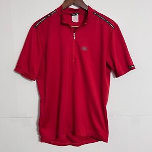 Louis Garneau Mens Cycling Jersey Size M Red 1/2 Zip Up Polo Back Pockets