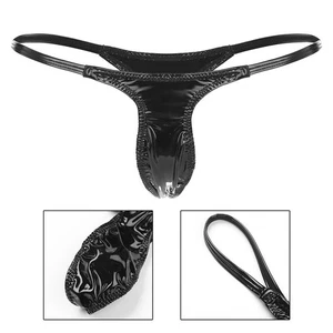 Women's Lingerie G string Thong Panties Wet Look Patent Leather Briefs - Picture 1 of 16